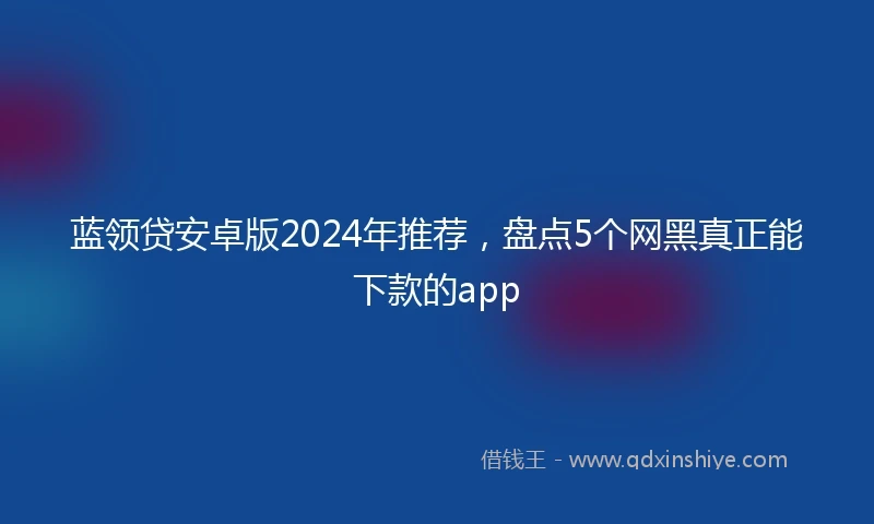 蓝领贷安卓版2024年推荐，盘点5个网黑真正能下款的app