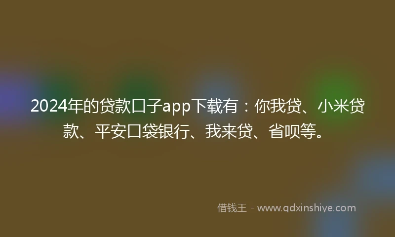 2024年的贷款口子app下载有：你我贷、小米贷款、平安口袋银行、我来贷、省呗等。