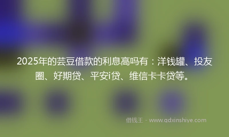 2025年的芸豆借款的利息高吗有：洋钱罐、投友圈、好期贷、平安i贷、维信卡卡贷等。