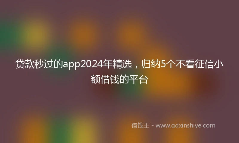 贷款秒过的app2024年精选，归纳5个不看征信小额借钱的平台
