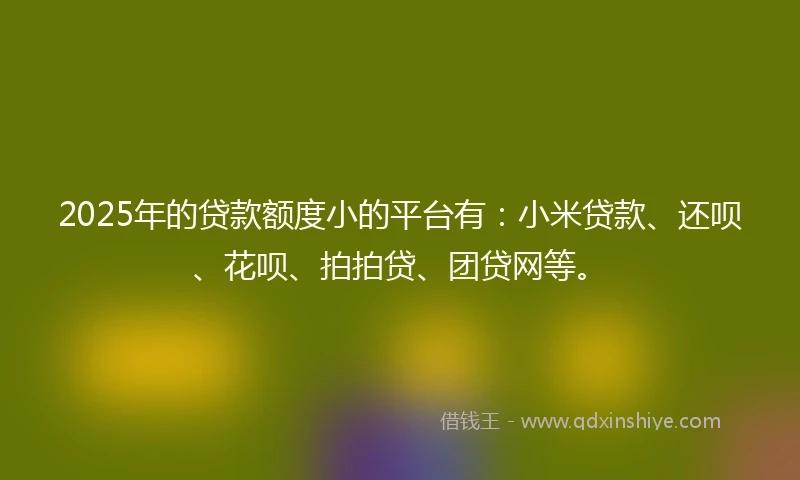 2025年的贷款额度小的平台有：小米贷款、还呗、花呗、拍拍贷、团贷网等。