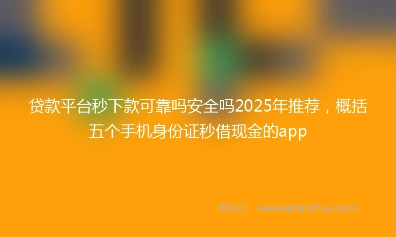 贷款平台秒下款可靠吗安全吗2025年推荐，概括五个手机身份证秒借现金的app