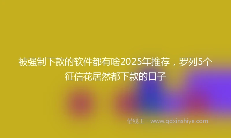 被强制下款的软件都有啥2025年推荐，罗列5个征信花居然都下款的口子