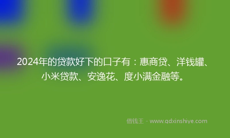 2024年的贷款好下的口子有：惠商贷、洋钱罐、小米贷款、安逸花、度小满金融等。