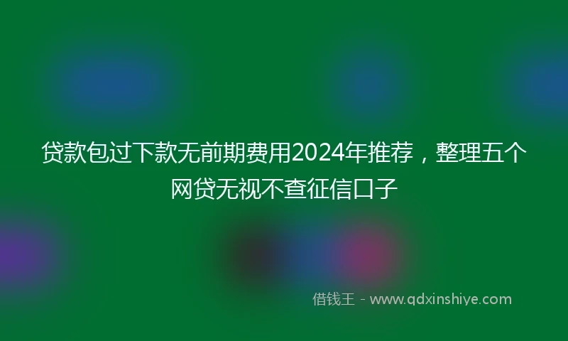 贷款包过下款无前期费用2024年推荐，整理五个网贷无视不查征信口子