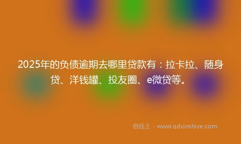 2025年的负债逾期去哪里贷款有：拉卡拉、随身贷、洋钱罐、投友圈、e微贷等。