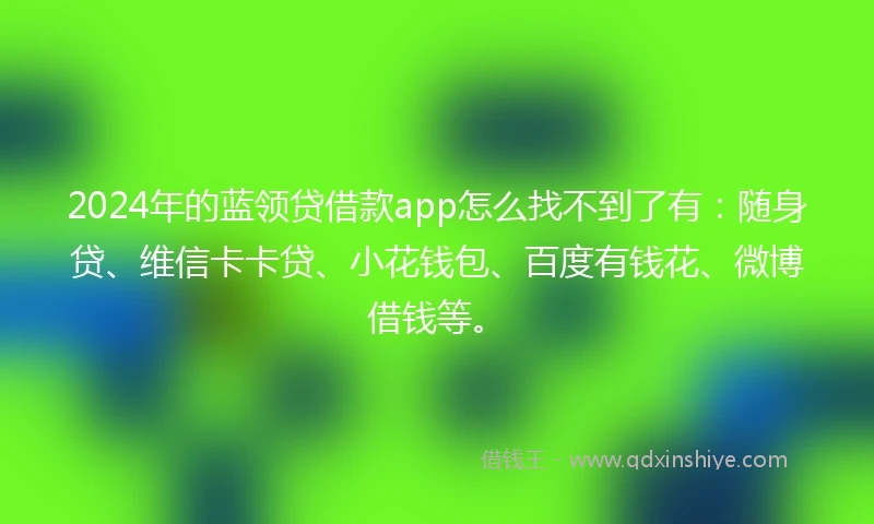 2024年的蓝领贷借款app怎么找不到了有：随身贷、维信卡卡贷、小花钱包、百度有钱花、微博借钱等。