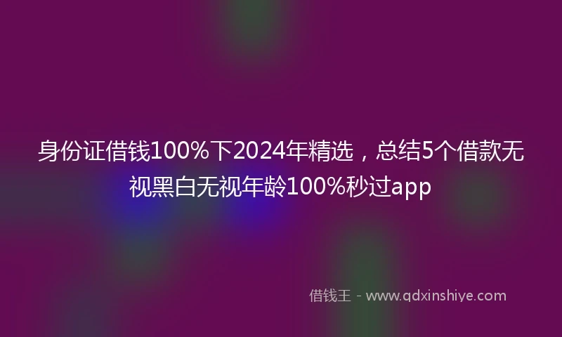 身份证借钱100%下2024年精选，总结5个借款无视黑白无视年龄100%秒过app