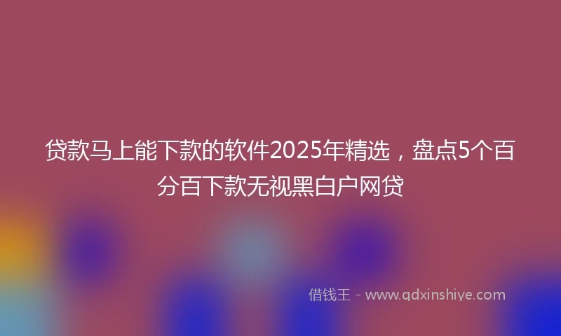 贷款马上能下款的软件2025年精选，盘点5个百分百下款无视黑白户网贷