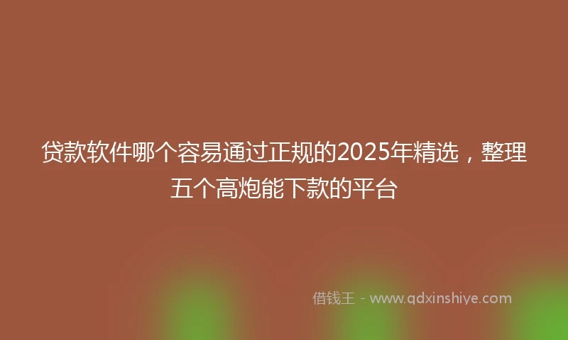 贷款软件哪个容易通过正规的2025年精选，整理五个高炮能下款的平台