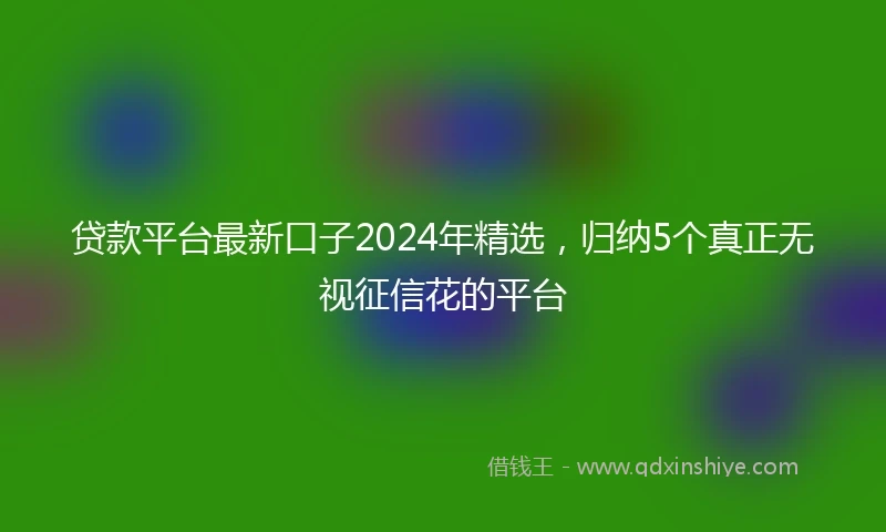 贷款平台最新口子2024年精选，归纳5个真正无视征信花的平台