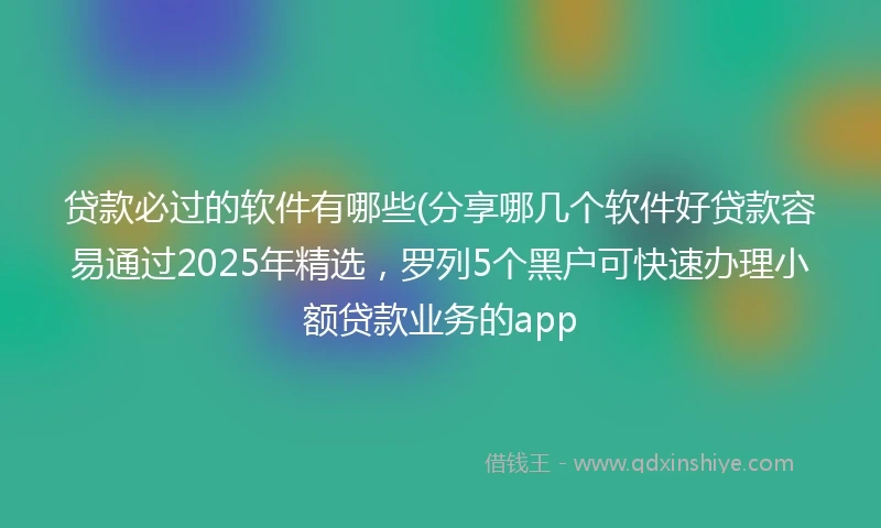 贷款必过的软件有哪些(分享哪几个软件好贷款容易通过2025年精选，罗列5个黑户可快速办理小额贷款业务的app