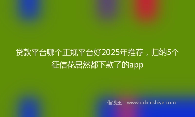 贷款平台哪个正规平台好2025年推荐，归纳5个征信花居然都下款了的app