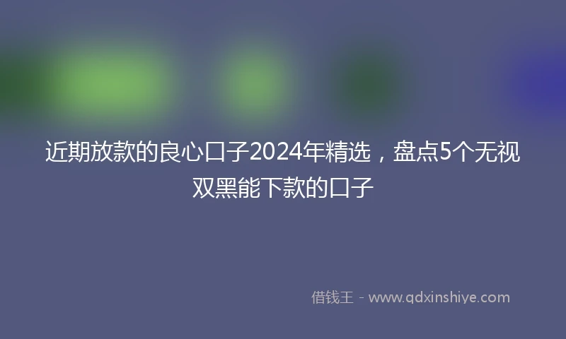 近期放款的良心口子2024年精选，盘点5个无视双黑能下款的口子