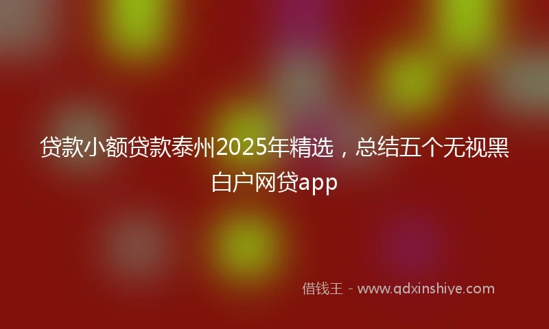 贷款小额贷款泰州2025年精选，总结五个无视黑白户网贷app