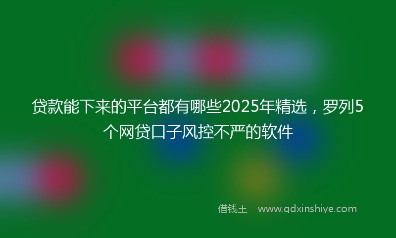 贷款能下来的平台都有哪些2025年精选，罗列5个网贷口子风控不严的软件