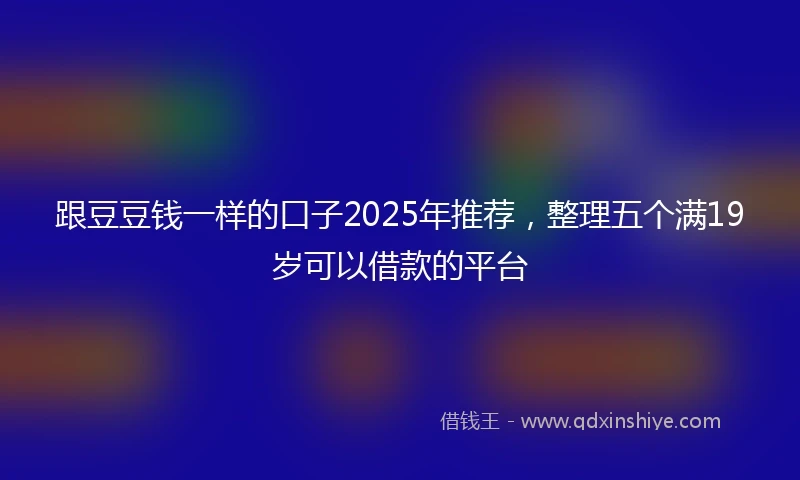 跟豆豆钱一样的口子2025年推荐，整理五个满19岁可以借款的平台