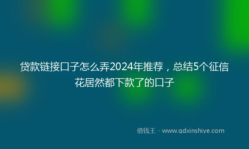 贷款链接口子怎么弄2024年推荐，总结5个征信花居然都下款了的口子