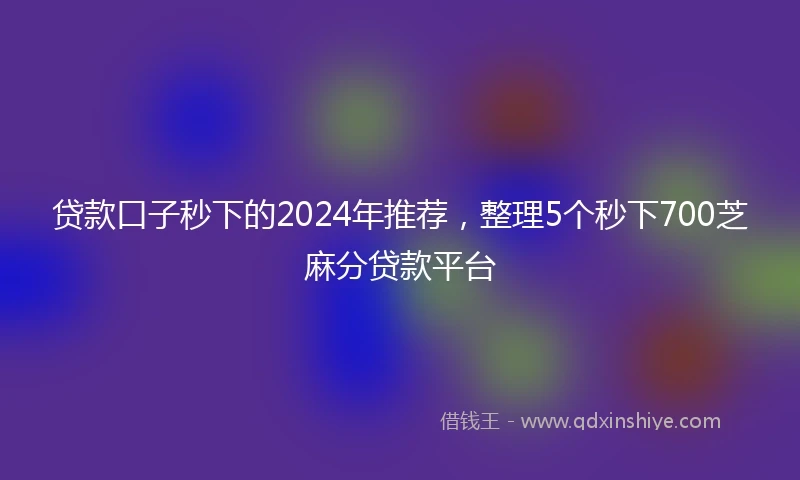贷款口子秒下的2024年推荐，整理5个秒下700芝麻分贷款平台