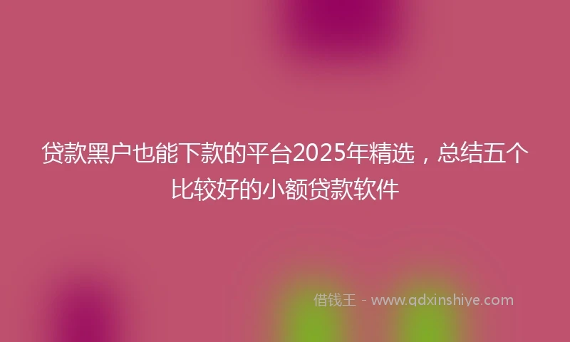 贷款黑户也能下款的平台2025年精选，总结五个比较好的小额贷款软件