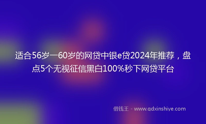 适合56岁一60岁的网贷中银e贷2024年推荐，盘点5个无视征信黑白100%秒下网贷平台