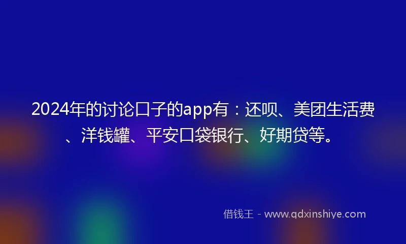2024年的讨论口子的app有：还呗、美团生活费、洋钱罐、平安口袋银行、好期贷等。