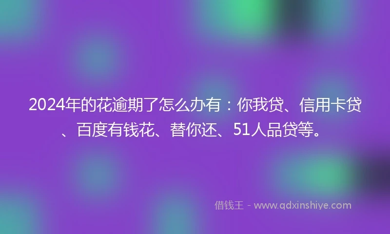 2024年的花逾期了怎么办有：你我贷、信用卡贷、百度有钱花、替你还、51人品贷等。