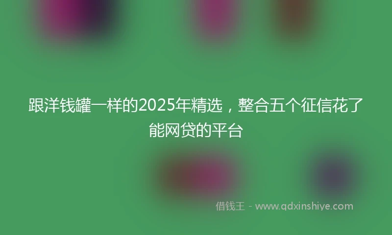 跟洋钱罐一样的2025年精选，整合五个征信花了能网贷的平台