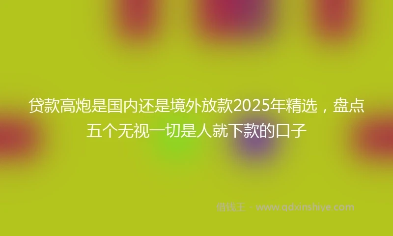 贷款高炮是国内还是境外放款2025年精选，盘点五个无视一切是人就下款的口子