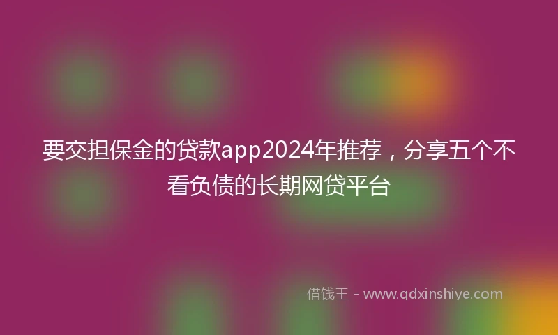 要交担保金的贷款app2024年推荐，分享五个不看负债的长期网贷平台