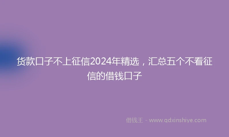 货款口子不上征信2024年精选，汇总五个不看征信的借钱口子