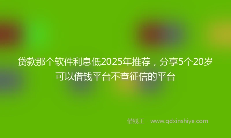 贷款那个软件利息低2025年推荐，分享5个20岁可以借钱平台不查征信的平台