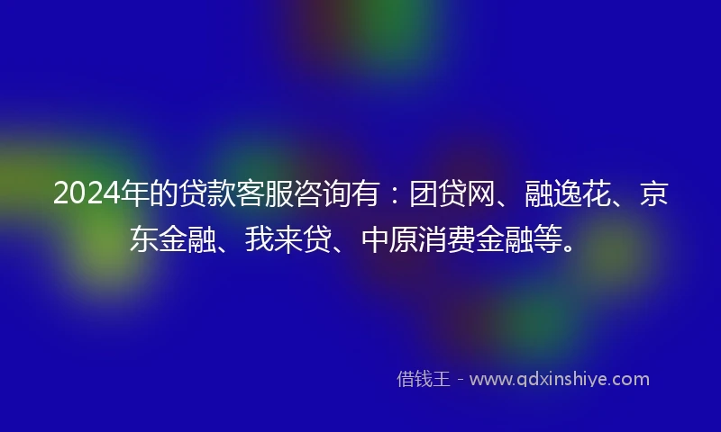 2024年的贷款客服咨询有：团贷网、融逸花、京东金融、我来贷、中原消费金融等。