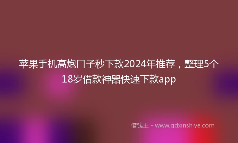 苹果手机高炮口子秒下款2024年推荐，整理5个18岁借款神器快速下款app