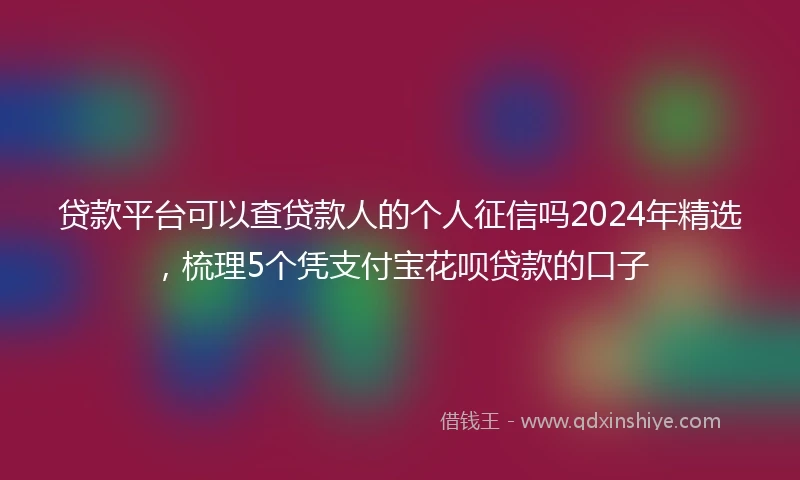 贷款平台可以查贷款人的个人征信吗2024年精选，梳理5个凭支付宝花呗贷款的口子