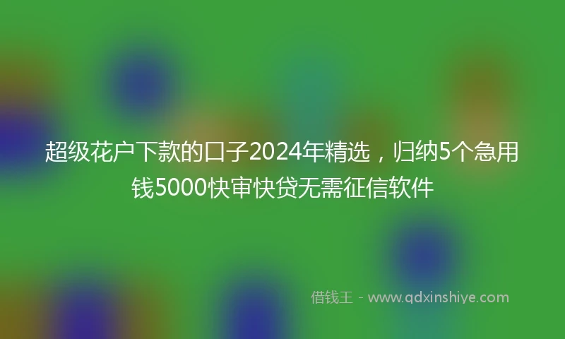 超级花户下款的口子2024年精选，归纳5个急用钱5000快审快贷无需征信软件