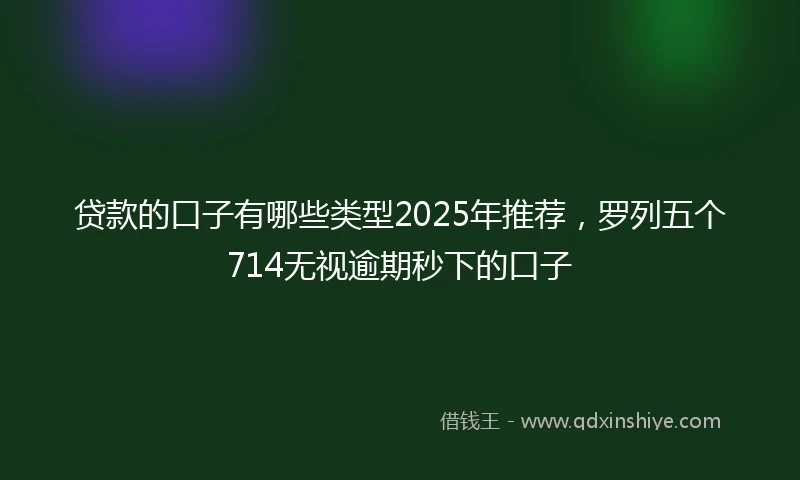 贷款的口子有哪些类型2025年推荐，罗列五个714无视逾期秒下的口子