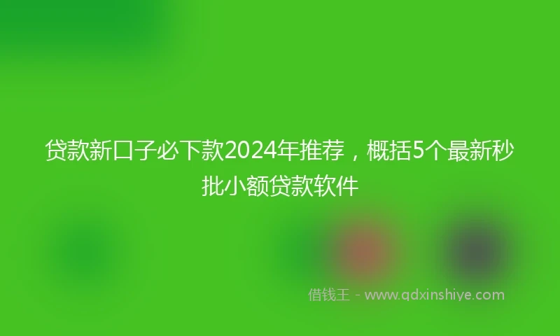 贷款新口子必下款2024年推荐，概括5个最新秒批小额贷款软件