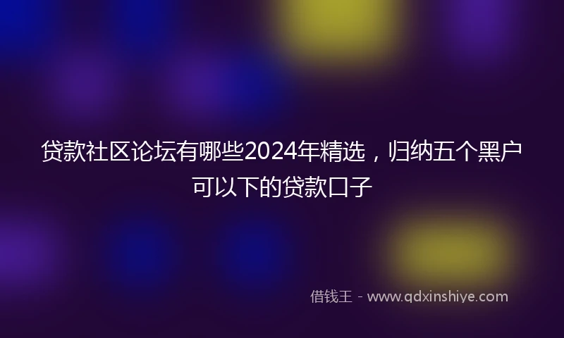 贷款社区论坛有哪些2024年精选，归纳五个黑户可以下的贷款口子