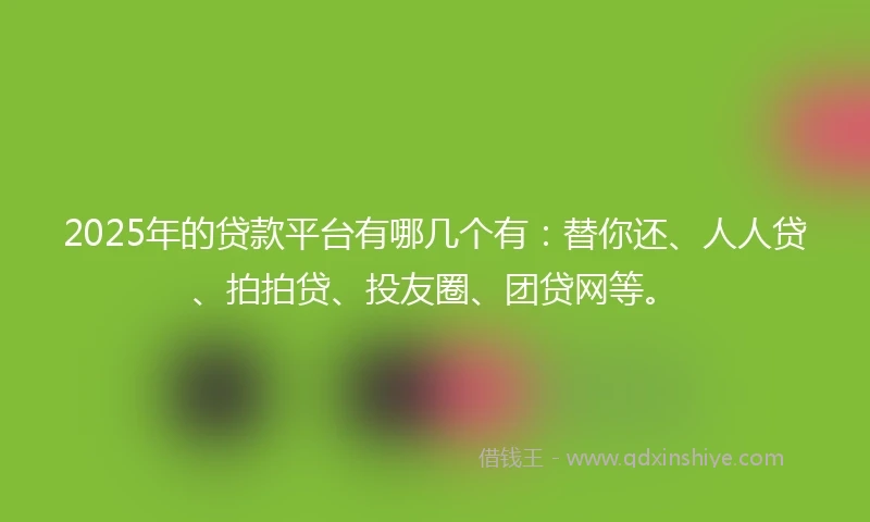 2025年的贷款平台有哪几个有：替你还、人人贷、拍拍贷、投友圈、团贷网等。