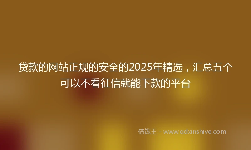 贷款的网站正规的安全的2025年精选，汇总五个可以不看征信就能下款的平台