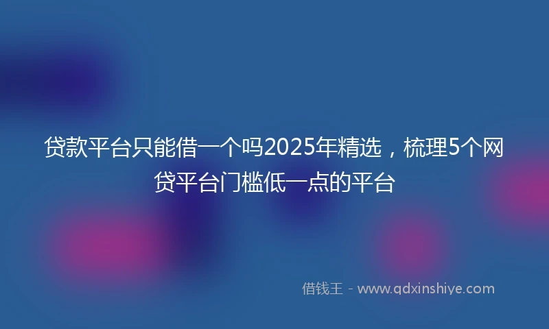 贷款平台只能借一个吗2025年精选，梳理5个网贷平台门槛低一点的平台