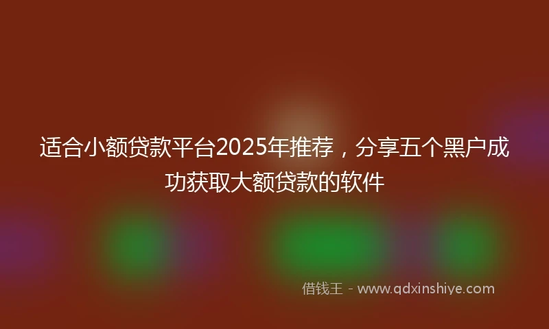 适合小额贷款平台2025年推荐，分享五个黑户成功获取大额贷款的软件