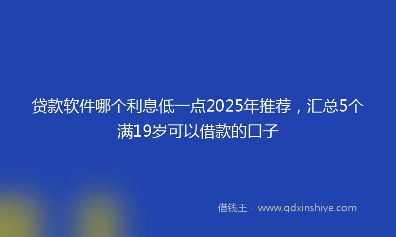 贷款软件哪个利息低一点2025年推荐,汇总5个满19岁可以借款的口子