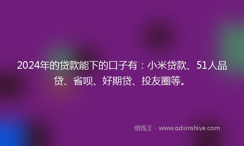 2024年的贷款能下的口子有：小米贷款、51人品贷、省呗、好期贷、投友圈等。
