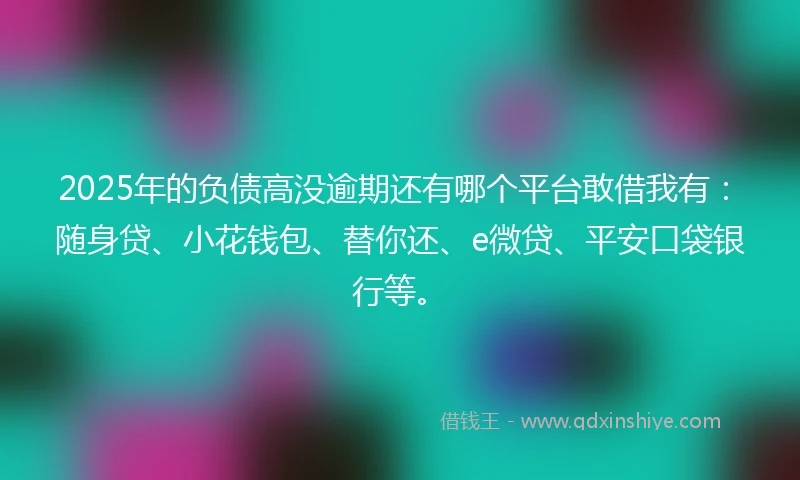 2025年的负债高没逾期还有哪个平台敢借我有：随身贷、小花钱包、替你还、e微贷、平安口袋银行等。