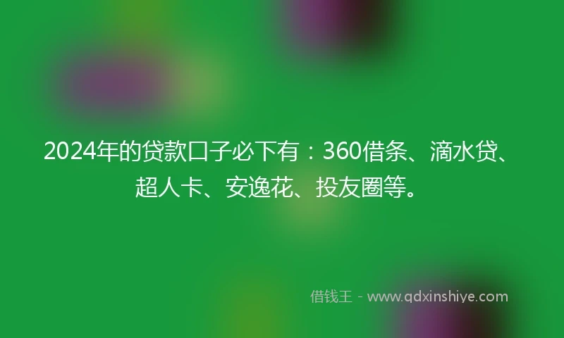 2024年的贷款口子必下有：360借条、滴水贷、超人卡、安逸花、投友圈等。