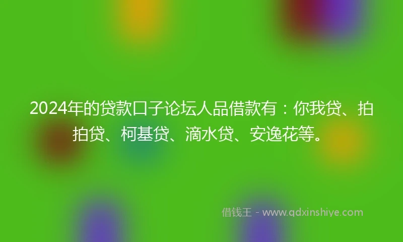 2024年的贷款口子论坛人品借款有：你我贷、拍拍贷、柯基贷、滴水贷、安逸花等。