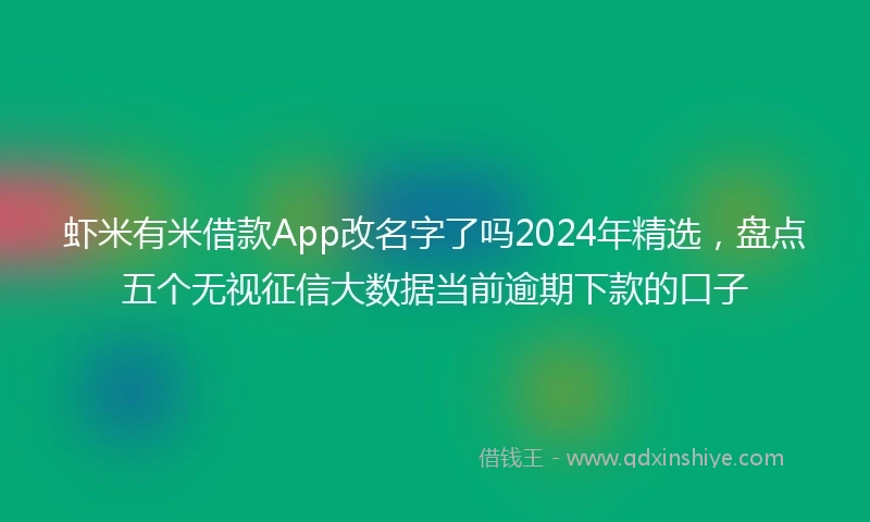 虾米有米借款App改名字了吗2024年精选，盘点五个无视征信大数据当前逾期下款的口子