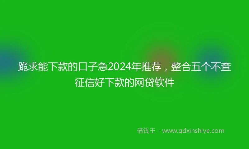 跪求能下款的口子急2024年推荐，整合五个不查征信好下款的网贷软件